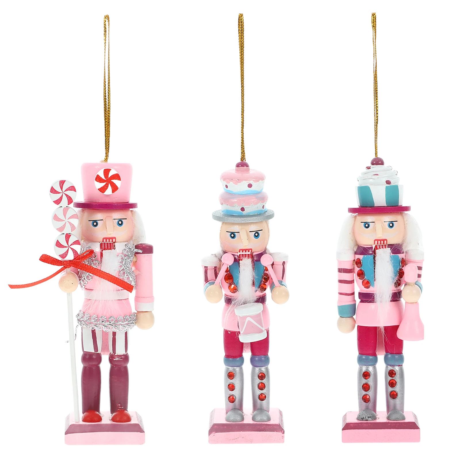 

3 Pcs Walnuts Nutcracker Ornament Decorations Holiday Festival Pendant Statue Work