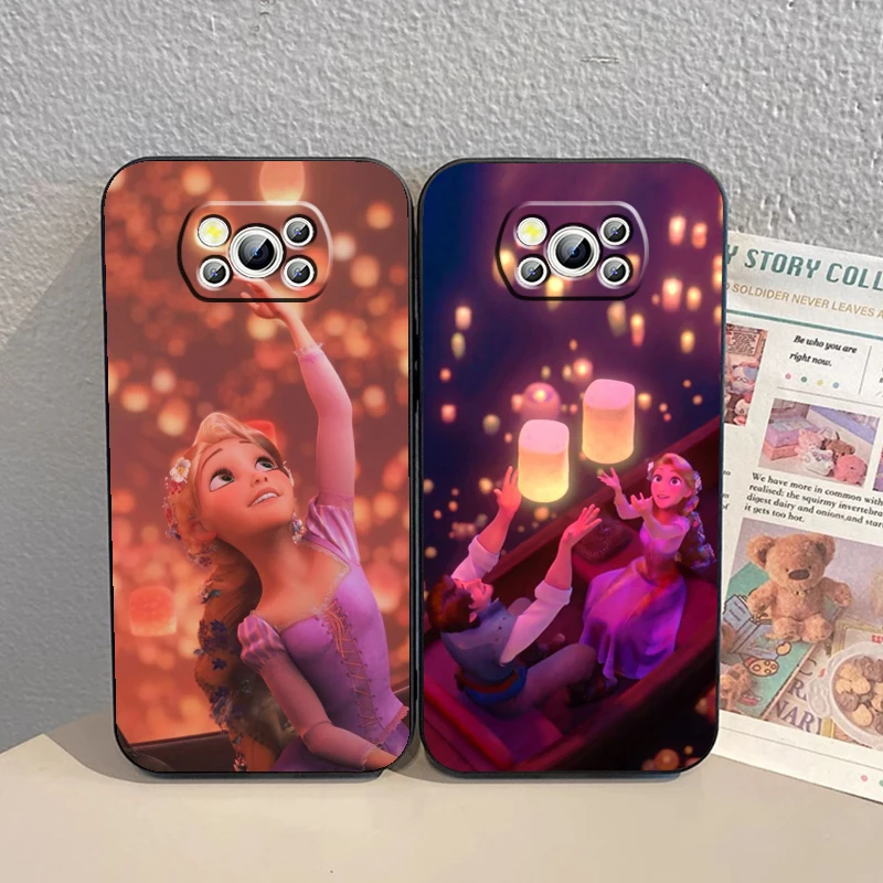 Rapunzel Tangled Disney For Xiaomi Mi Poco F5 F4 F3 X6 X5 X4 X3 M6 M5 M5S M4 M3 C65 Pro GT NFC 5G Black Cover Phone Case