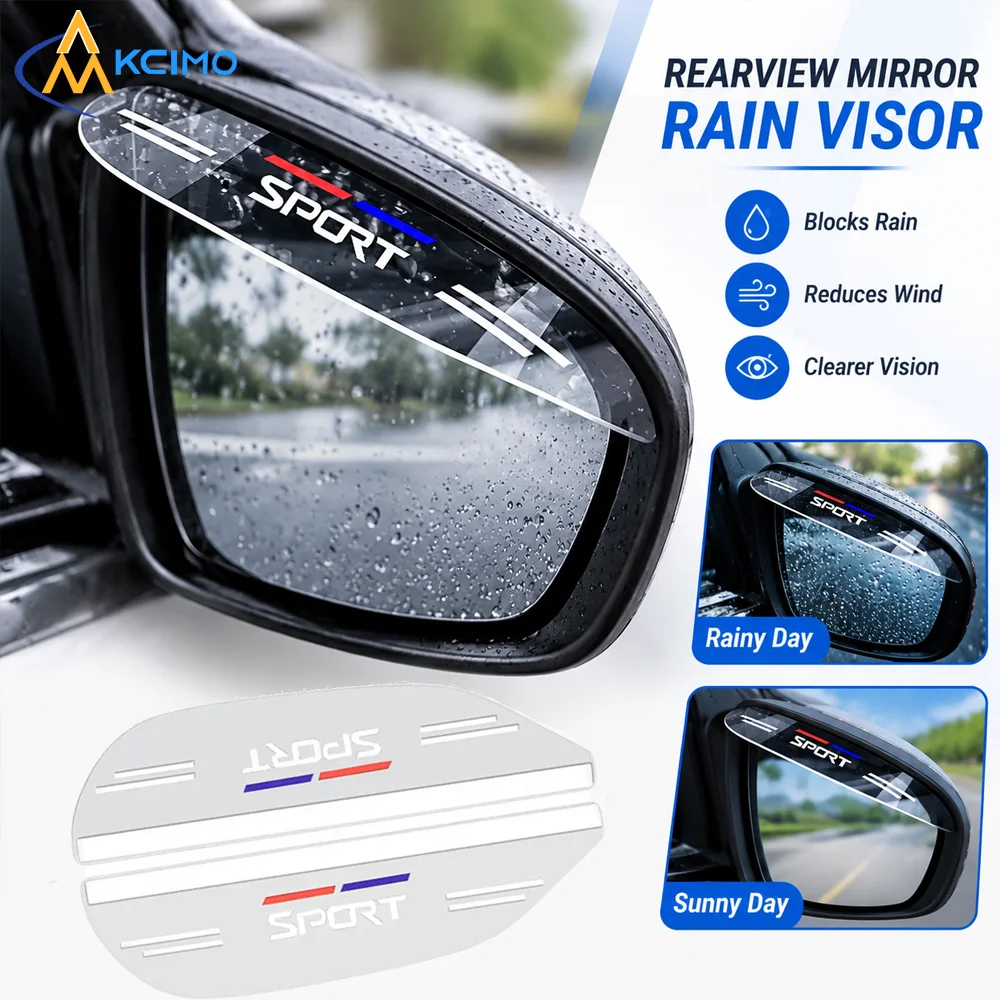 2Pcs Clear Rear View Mirror Rain Visor, Waterproof Anti-Rain Side Mirror Deflector, Auto Weather Shield for Rainy Driving Vision