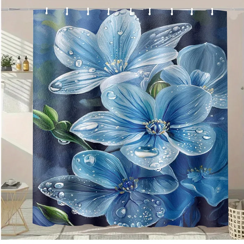 

Lacquer Lily Washable Dirt-Resistant Shower Curtain Shower Head waterproof Polyester Bath Curtain For Home Decor Accessories