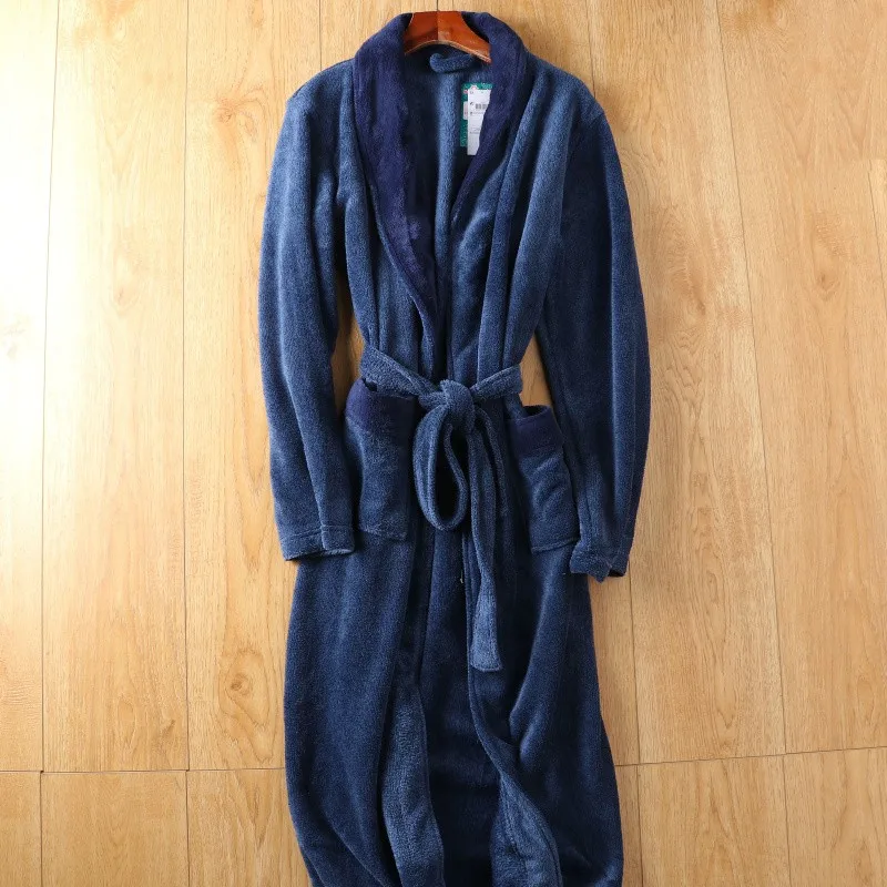 Nightgowns For Men Robes Coral Fleece Very Long Thickening Sleep Gown Plus size S-XXL