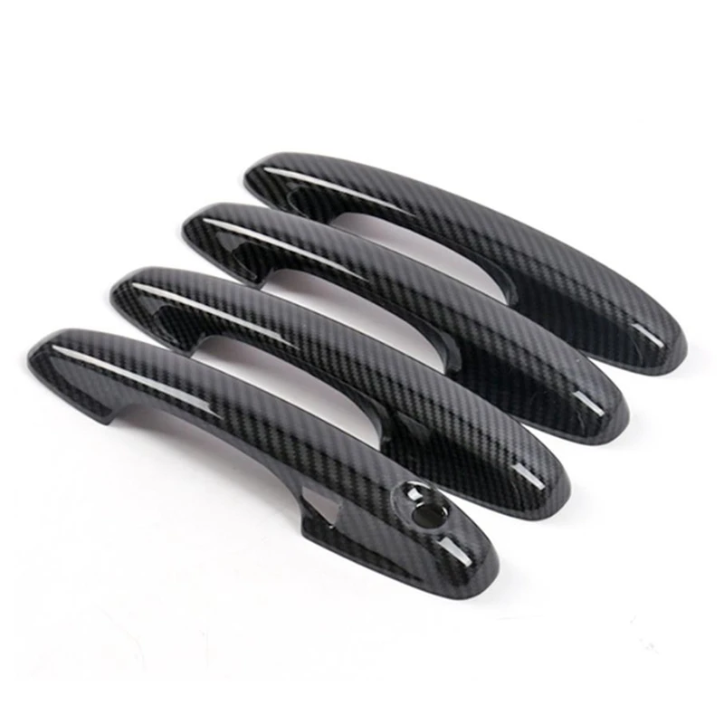 For Ford Focus 2019 2020 Carbon Fiber Color Door Handle Cover Trim Decoration Frame With 2 Smart Hole Car Accessories