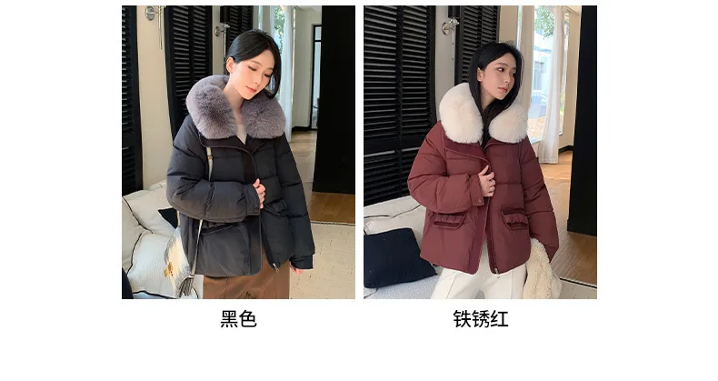 Simple Faux Fur Collar Padded Parka Women Thick Warm Winter Puffer Jacket 2026 Ladies Office Wear Casual Solid Zipper Outerwear