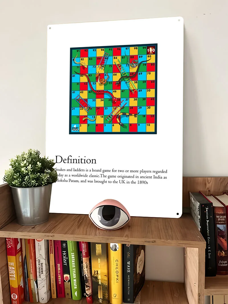 ثعبان وسلم ملصق لعبة صفيح تسجيل جدار ديكور علامات معدنية مخصصة للاعبين غرفة الألعاب الديكور إطارات الحائط الزخرفية #4