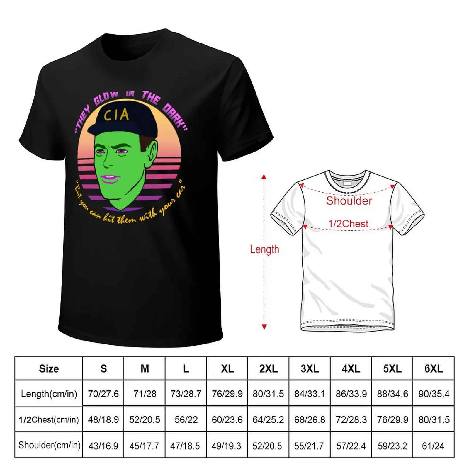 They Glow In The Dark - CIA, Undercover, Terry Davis, Meme T-Shirt Relaxed Fit Casual Short Sleeve Top