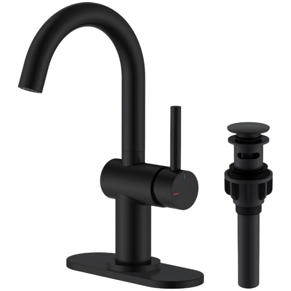 Stainless Steel Bathroom Sink Faucet with Single Lever Handle for Precise Hot Cold Water Control and Water Saving Aerator