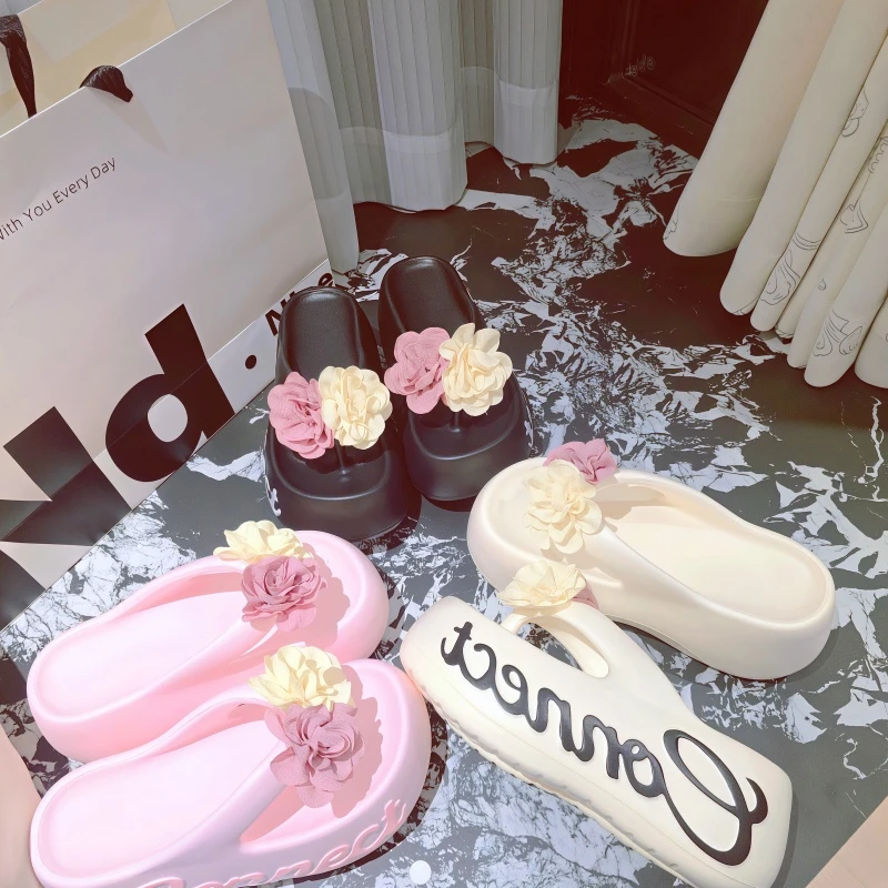 

Heightened 2026 Summer Flip Flops New Outside Slippers Girls Platform Beach Cool Mops