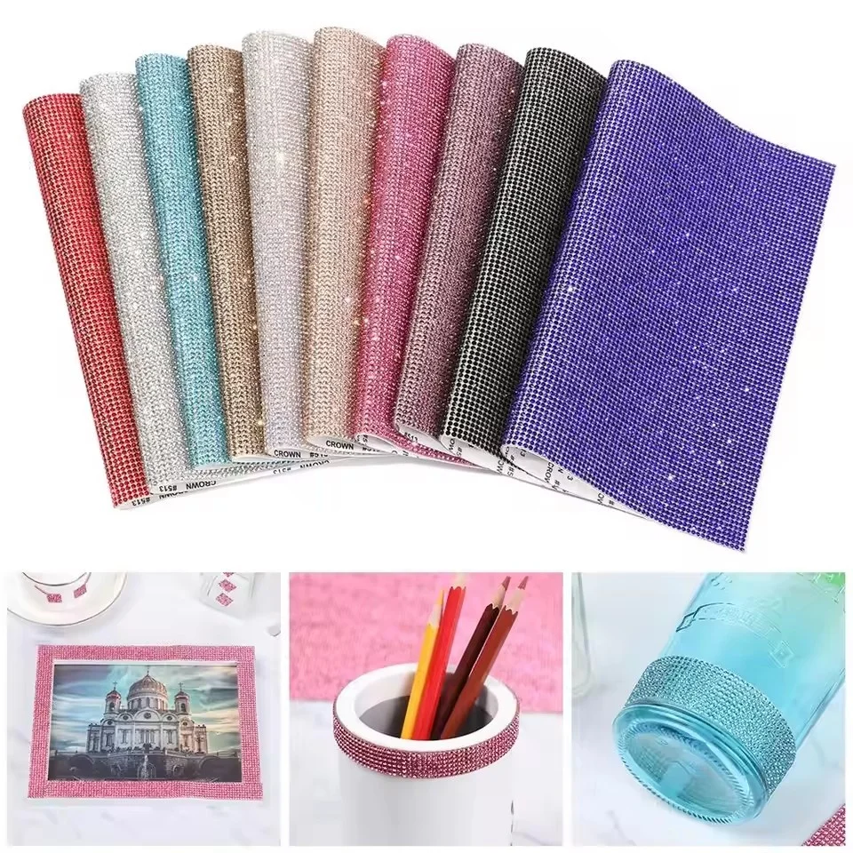 Crystal Glitter Diamond Adhesive Stickers Auto Shiny Back Glue DIY Decorative Diamonds Rhinestone Clothing Home Decoration
