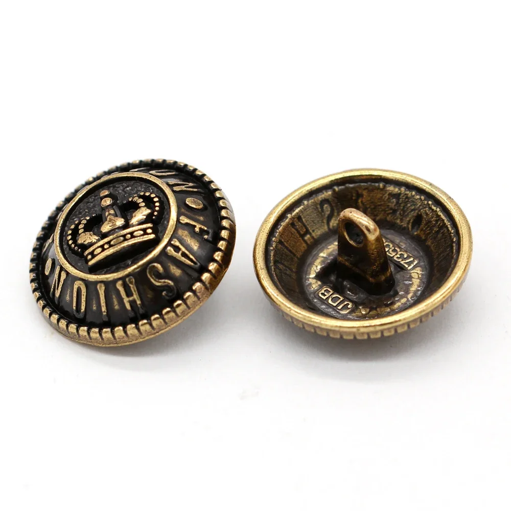 HENGC 15/18/20/23mm Fashion Crowns Gold Metal Buttons For Clothing Retro Women Coat Jacket Suit Decorations Sewing Accessories