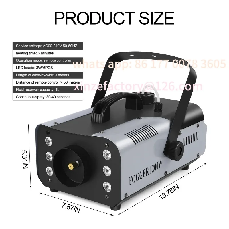 Aanpasbare Ejector Disco Kleurrijke Rookmachine DJ Kerstfeest Effecten Podium U'King 1200W Rookmachine 6LEDs Remote Fogger