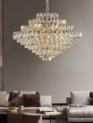 Luxury Crystal Big Chandeliers for Living Room Decor Modern Art Designer Luminaire Lustre Hight Ceiling Pendant Home Lamps Hall