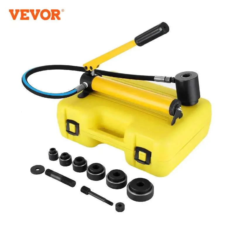 VEVOR 22-60mm Hydraulic Knockout Punch Driver Kit 6 Dies Steel Sheet Hole Opener Repair Tool Cutter Set 10Ton Manuel Hole Digger