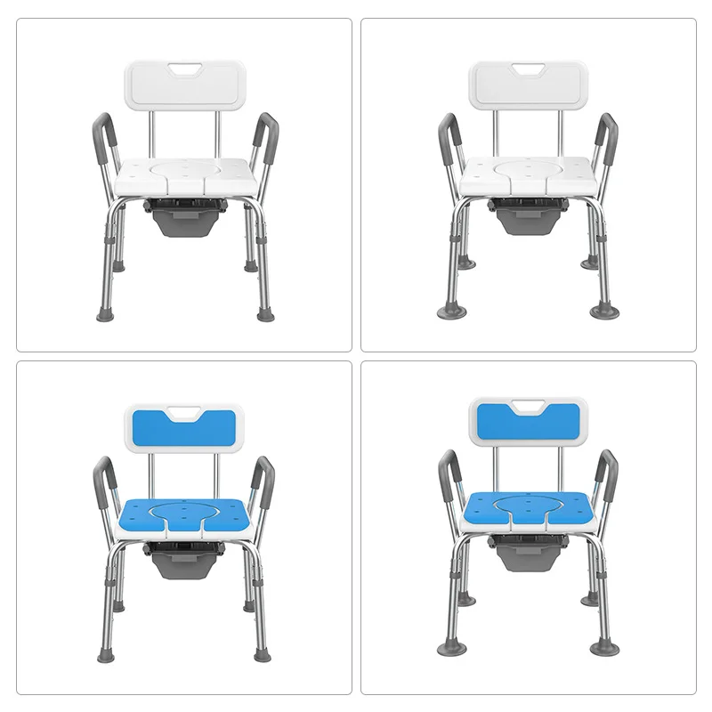 

Senior-friendly shower toilet chair height adjustable aluminum alloy toilet chair large thread foot pad stable and safe