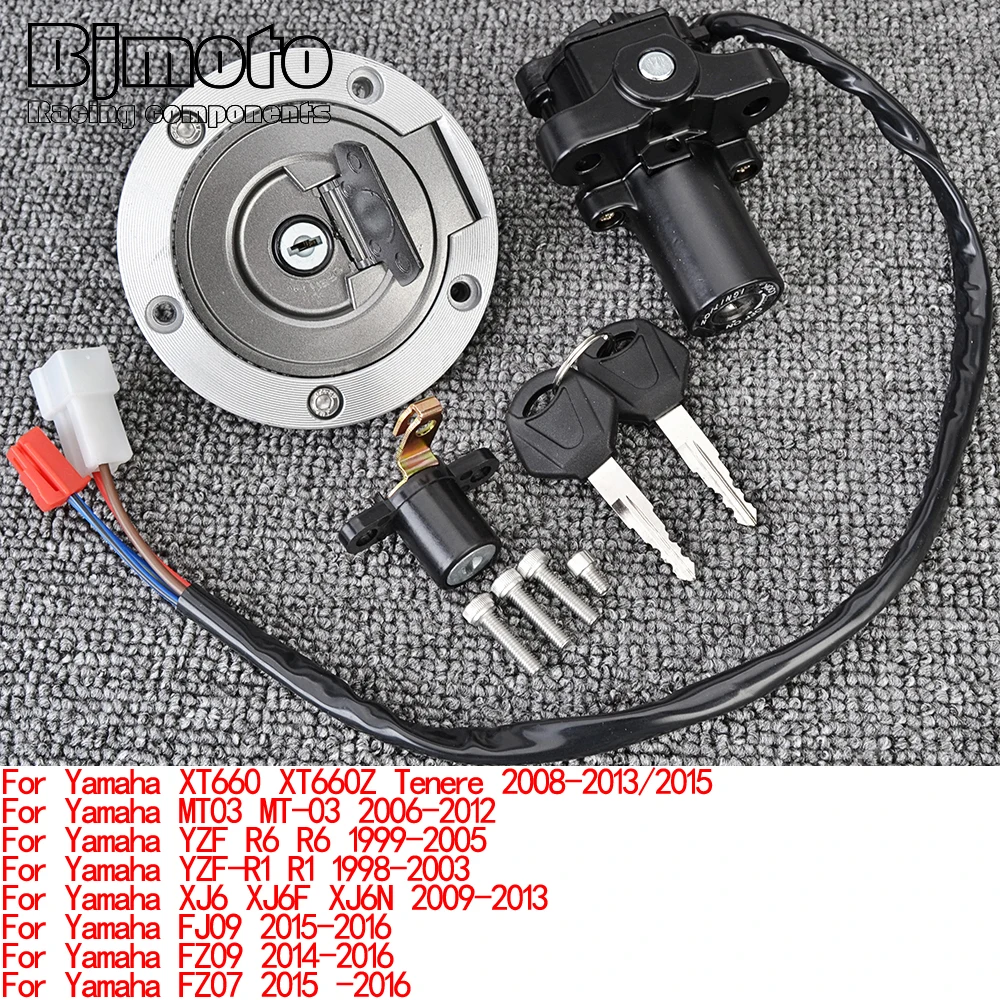 XT 660 MT 03 Fuel Gas Cap Ignition Switch Seat Lock with Key Kit For Yamaha XT660 XT660Z Tenere MT03 MT-03 YZF R6 R6 R1 R1