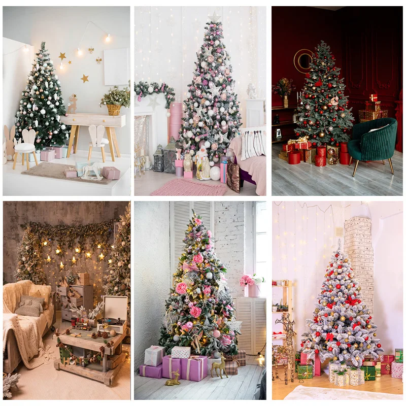 

ZHISUXI Christmas Theme Photography Background Christmas Tree Fireplace Children Backdrops For Photo Studio Props 21524 JPW-38