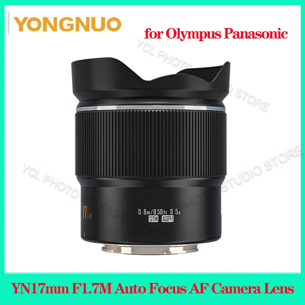 Yongnuo YN17mm F1.7M Auto Focus AF Camera Lens for Olympus Panasonic Macro 4/3 Mount For G100 GH5 G85 G95 E-M5 II PEN-F Camera