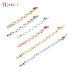 4PCS Full length 50MM or 84MM 18K Gold Color Plated Brass Extender Chain with Lobster Clasps High Quality Jewelry Accessories