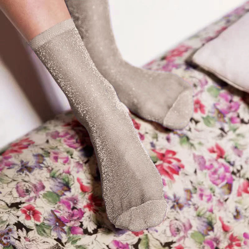 1 paio/set calzini lucidi sexy traspiranti estivi sottili trasparenti da donna calzini di seta stile coreano calzini di design di lusso di alta qualità