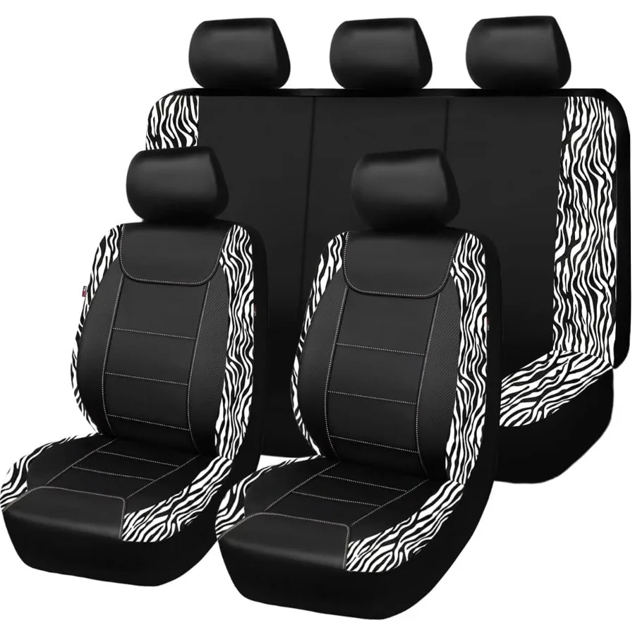 

Чехлы на автомобильные сиденья защищает бархатную искусственную кожу из углеродного волокна с принтом зебры, полный комплект передней и задней скамейки с высококачественным материалом