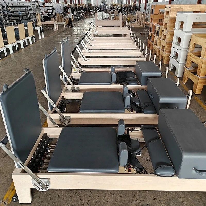 Foldable Reformer Bed Pilates Commercial Fitness Equipment-Durable Maple Customizable Color 2-Year Warranty