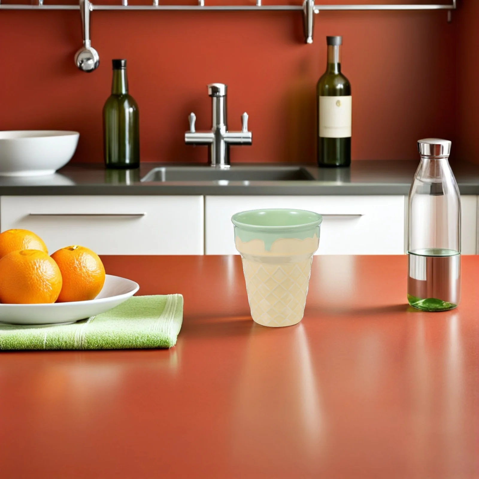 

Ceramic Ice Cream Cups Reusable Cone Shaped Coffee Mug Microwave Safe For Yogurt Parfait Sundae Dessert Bowl Pudding