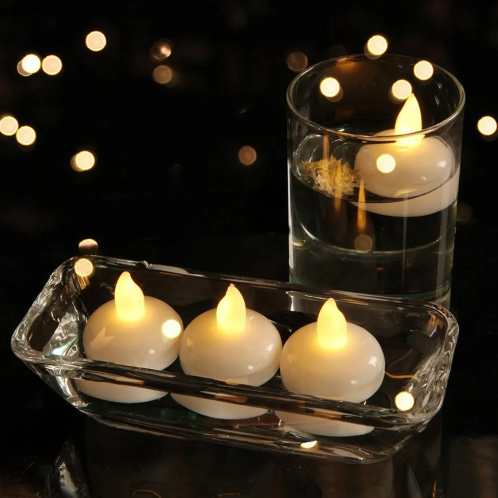12Pcs LED Floating Lamp Waterproof Smokeless Safe for Pool Pond Spa Bathtub Wedding Party Festival Garden Decoration