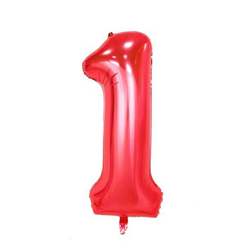 32Inch Red Number Foil Balloon 1 2 3 4 5 6 7 8 9 Digital For Wedding  Anniversary Children Birthday Party Decoration Baby Shower