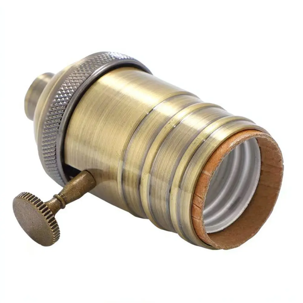 Industrial Retro Aluminum Lamp Base E26 E27 With Rotary Switch Light Socket For Antique Decor Lighting Assembly