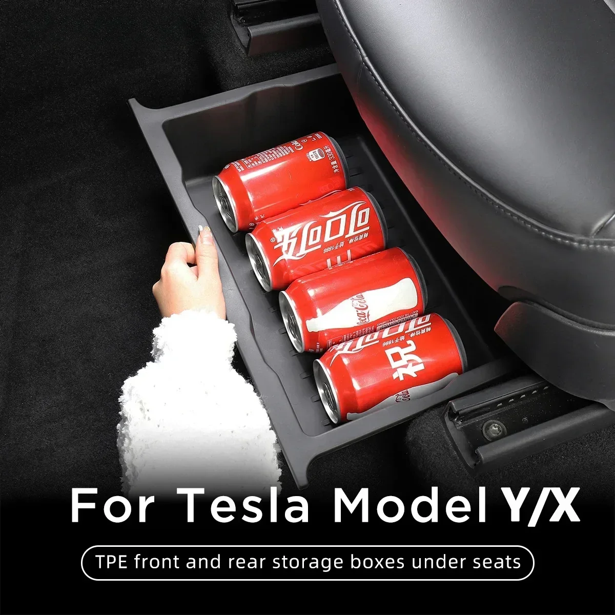 

Для Tesla модель Y под сиденьем коробка для хранения автомобильные аксессуары для интерьера тип ящика модель организатора X Нижняя Коробка Для Хранения Чехол 2023-2024