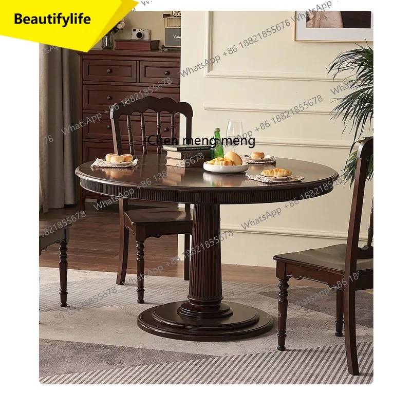 

X188 французский ретро обеденный стол из цельного дерева, ресторан, маленькая квартира, круглый стол, современный простой бытовой обеденный стол