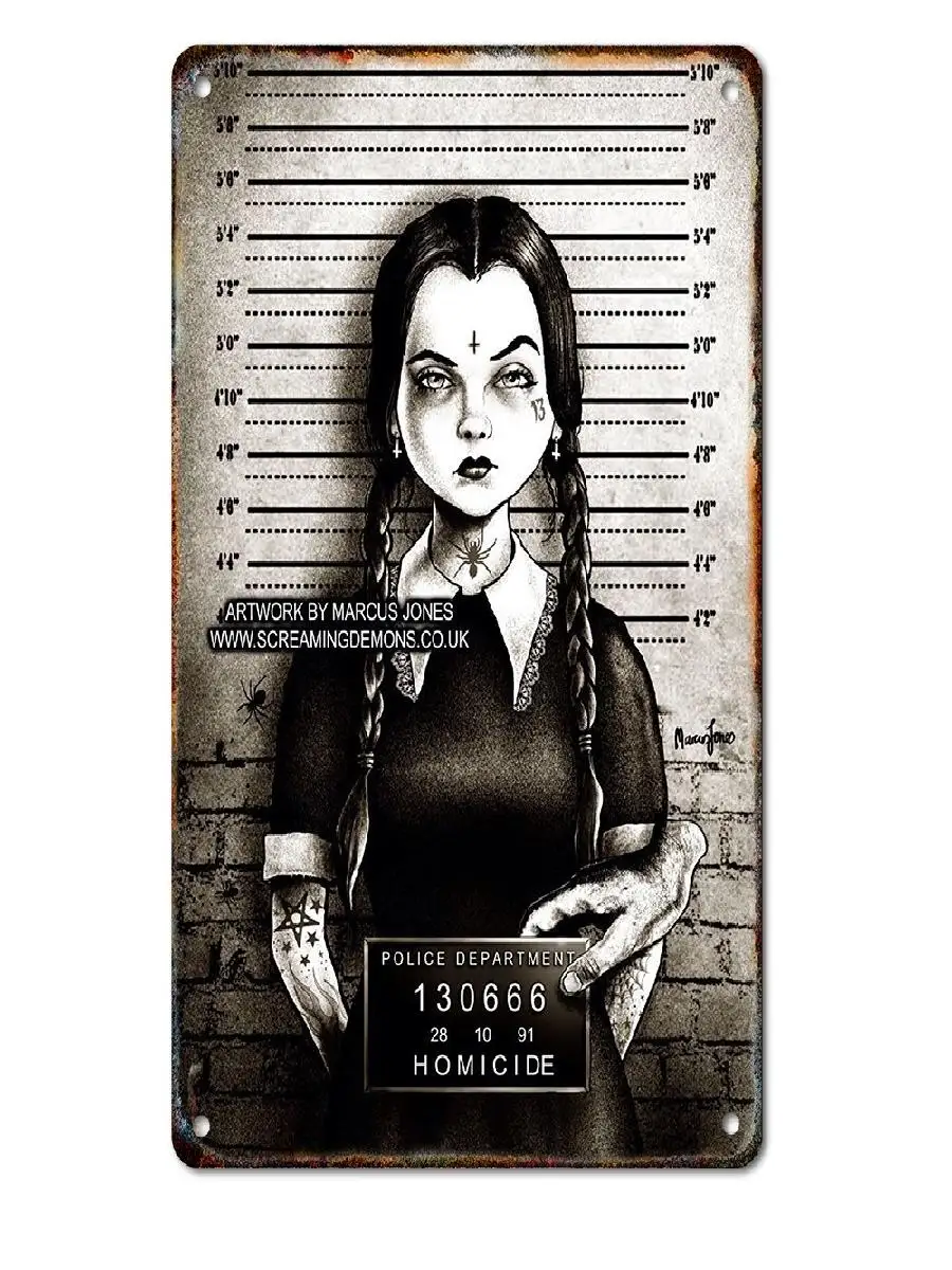 Vintage Wednesday Addams Metal Tin Sign Poster  Retro TV Series Wall Decor for Home Pub Bar Cafe Club  Aesthetic Home Decoration