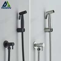 Grifo de baño de acero inoxidable para mujer, rociador de bidé montado en la pared, ducha de níquel 304, negro