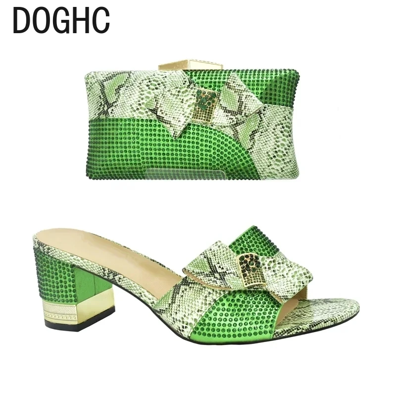 

New Arrival Shoes and Bag Set African Sets 2024 Italian Shoes and Bags Matching Set Decorated with Rhinestone Plus Size Heels 43