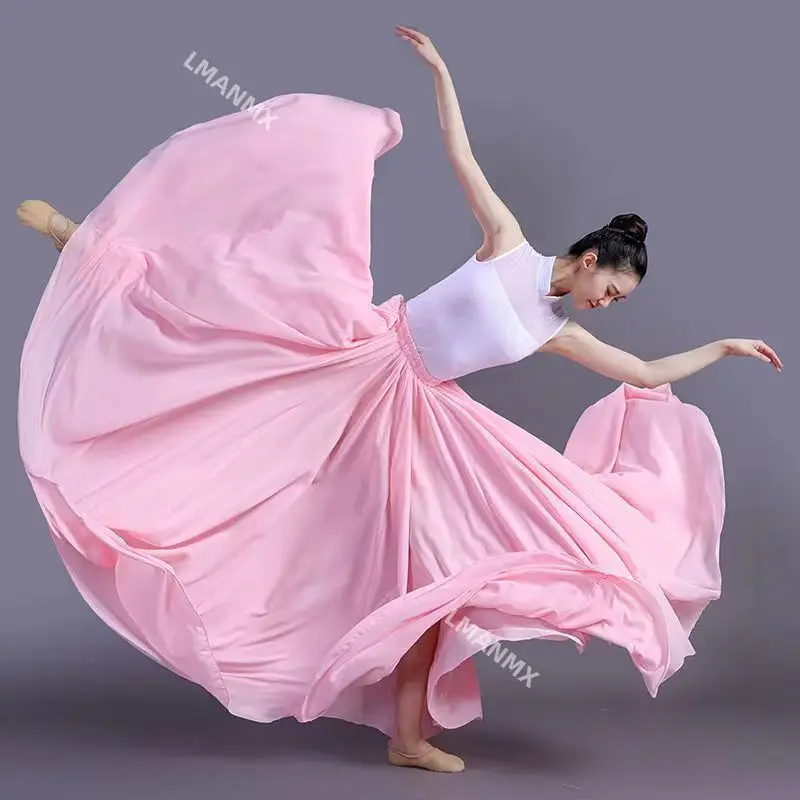 360/540/720 Degree Chiffon Skirt Ballet Belly Dance Women Gypsy Long Skirts Dancer Practice Wear  Assorted Dance Skirt 2023 New