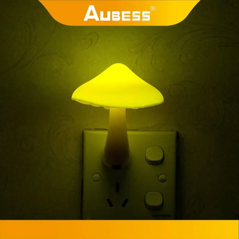 Luces LED de noche con forma de seta, enchufe de EE. UU./UE, Sensor automático para inodoro, decoración de dormitorio de niños, luz de pared, luces nocturnas