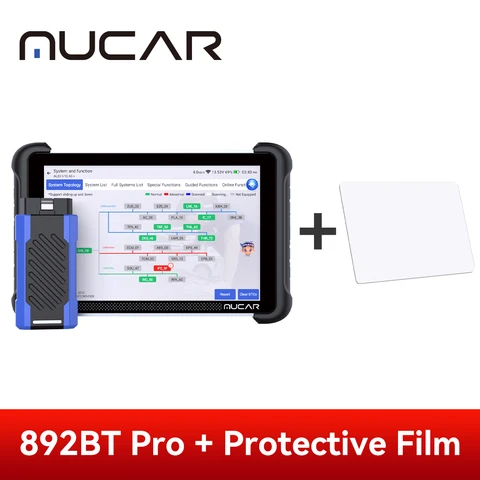 MUCAR 892BT PRO AI программатор ключей TKEY 101, топологический автомобильный диагностический инструмент, двунаправленный сканер J2534 OBD2 для кодирования ЭБУ