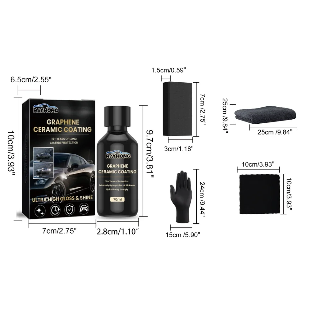 70ml Graphene Ceramic Coating Hydrophobic Paint Protection Car High Temperature Resistance Scratch Resistance Ceramic Coating