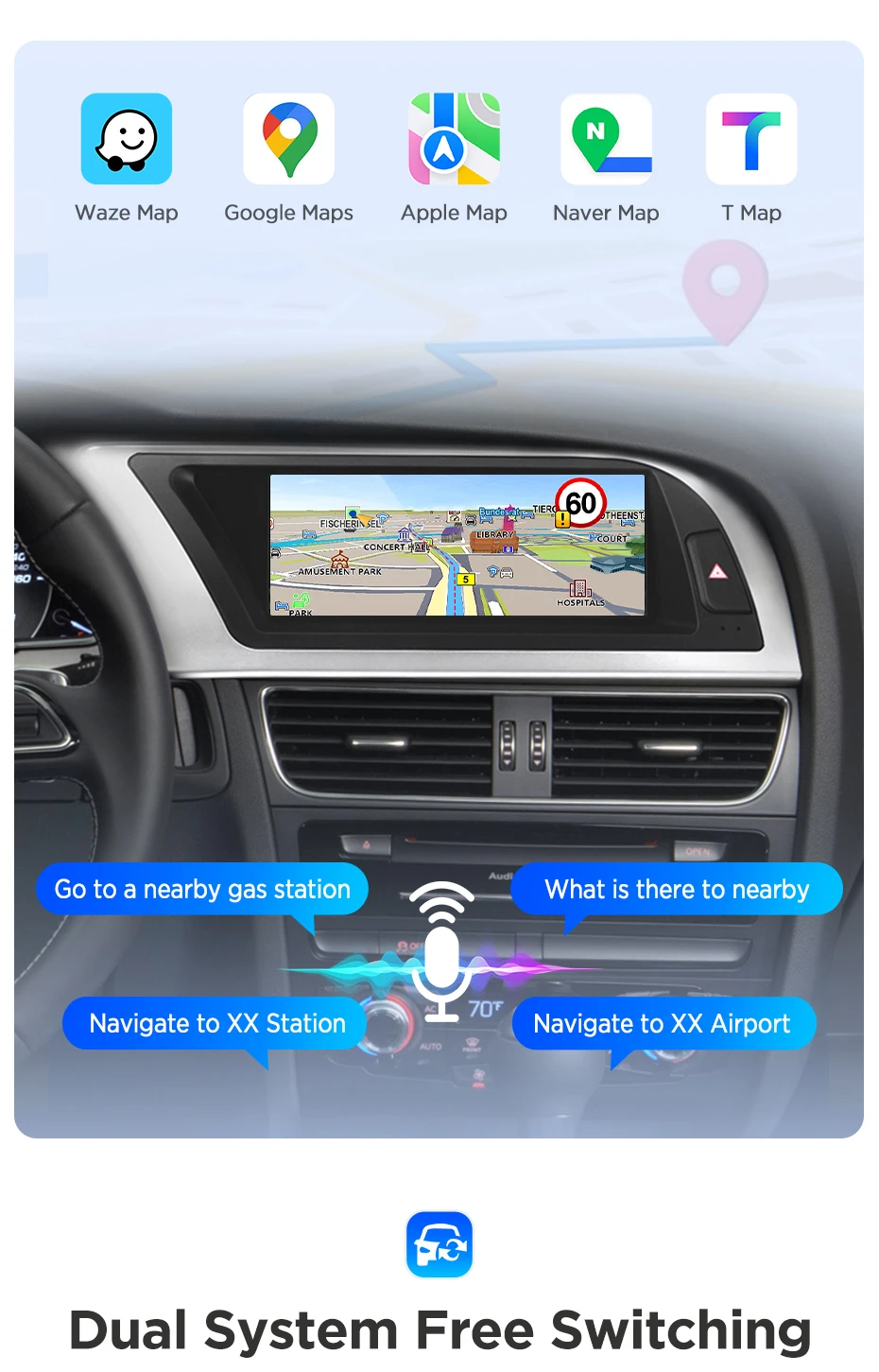 8,8 Zoll Bluetooth Wireless CarPlay Android Auto Autoradio für Audi A4 A4L B8 2009-2016 8-Kern 4G WiFi Stereo Multimedia Player