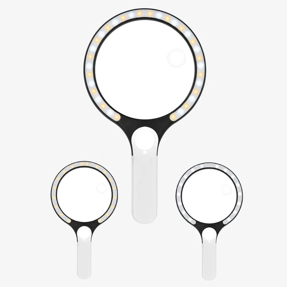 Extra Large 5x Magnifying Glass 5X 10X 20X 135mm Loupe Lens Handheld Magnifying Glass Illuminated with 34LED Lights