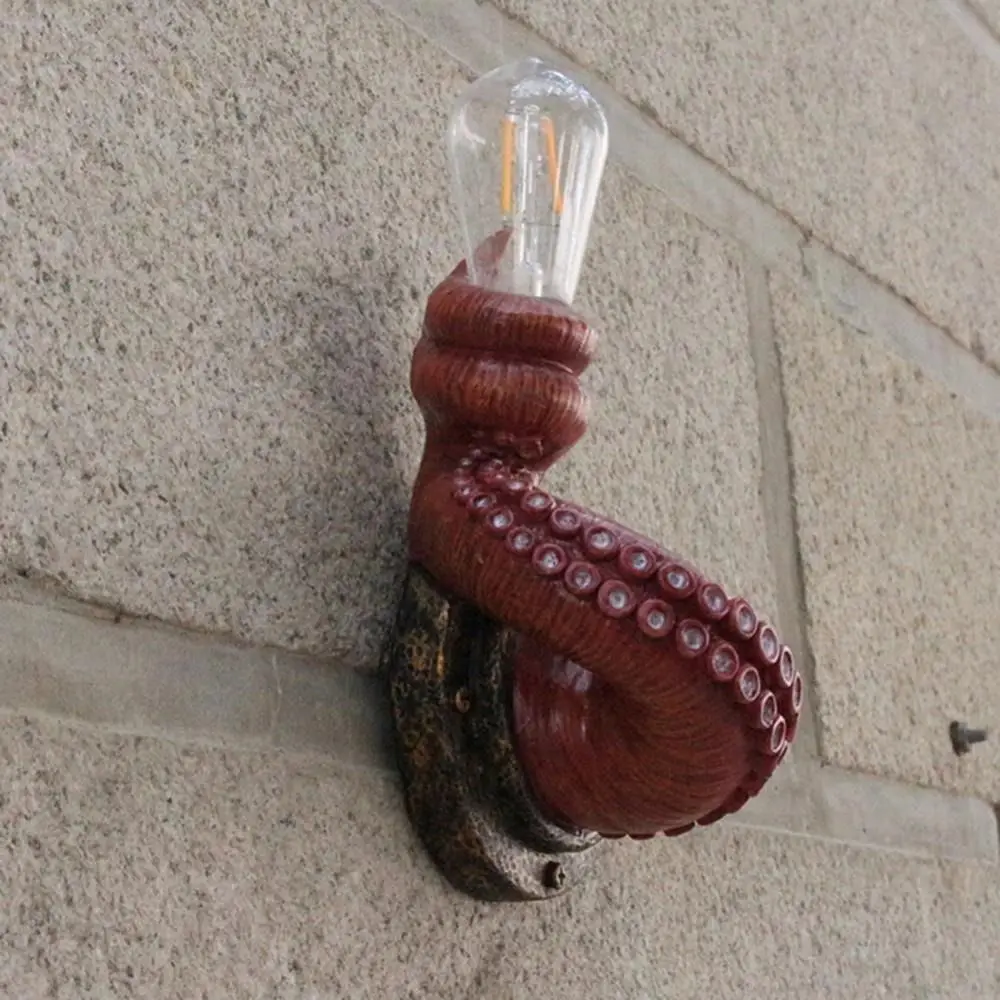 

Настенный светильник в форме щупальца осьминога, имитация настенного светильника ручной работы, настенный светильник в виде осьминога, смола, светодиодный настенный светильник для прохода в виде животного