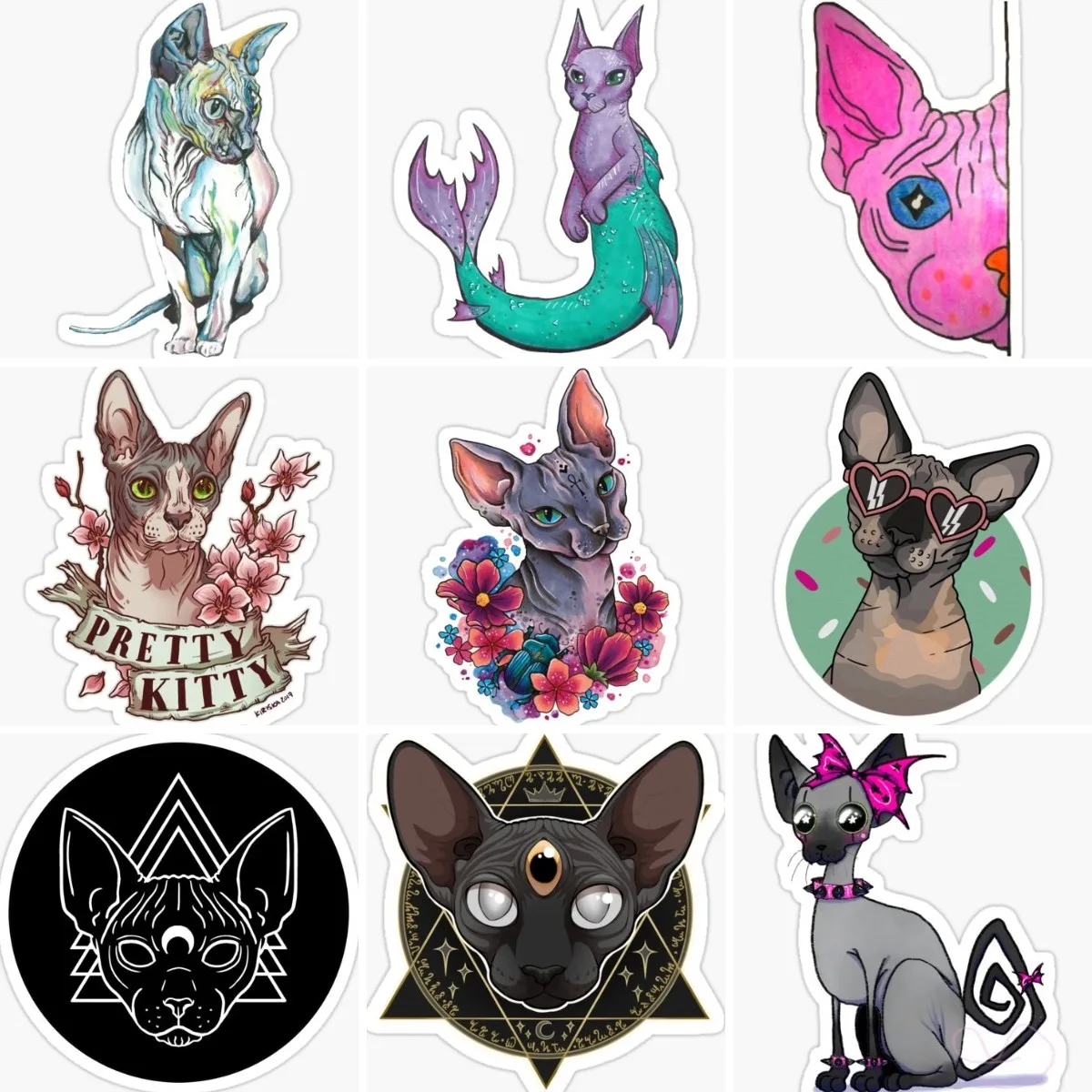 

Sphinx Hairless Cat Color Creative Sticker Bicycle Vinyl Laptop Motorcycle Car Truck Wall Glass Helmet Table Decoration Decal