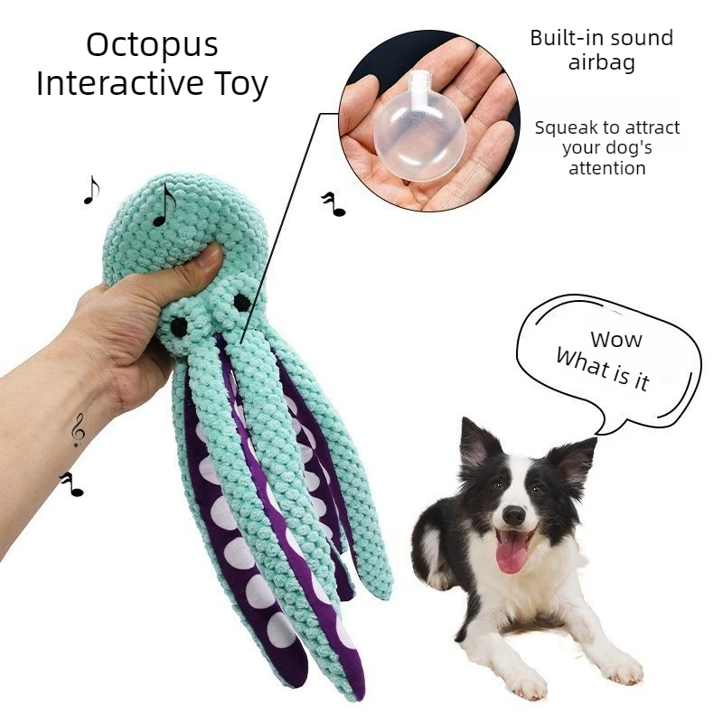 Plush Octopus Interactive Toy For Pet Dogs, Sound Tamper-Proof, A Boredom Companion Toy For Homes Of All Sizes
