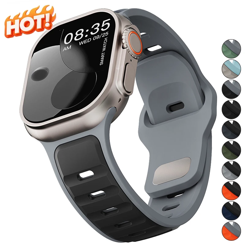 Für Iwatch Serie 12 11 10 9 8 7 6 5 4 3 2 SE3 Ultra4 Silikonarmband Sportband für Apple Watch 49mm 46 45 44mm 42 41mm 40 38mm