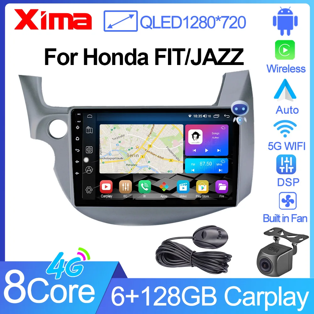 XIMA Pro 8 Core 2 din Radio stereo Car Android auto Multimedia Audio Player For HONDA FIT JAZZ 2007-2013 GPS Carplay Head unit