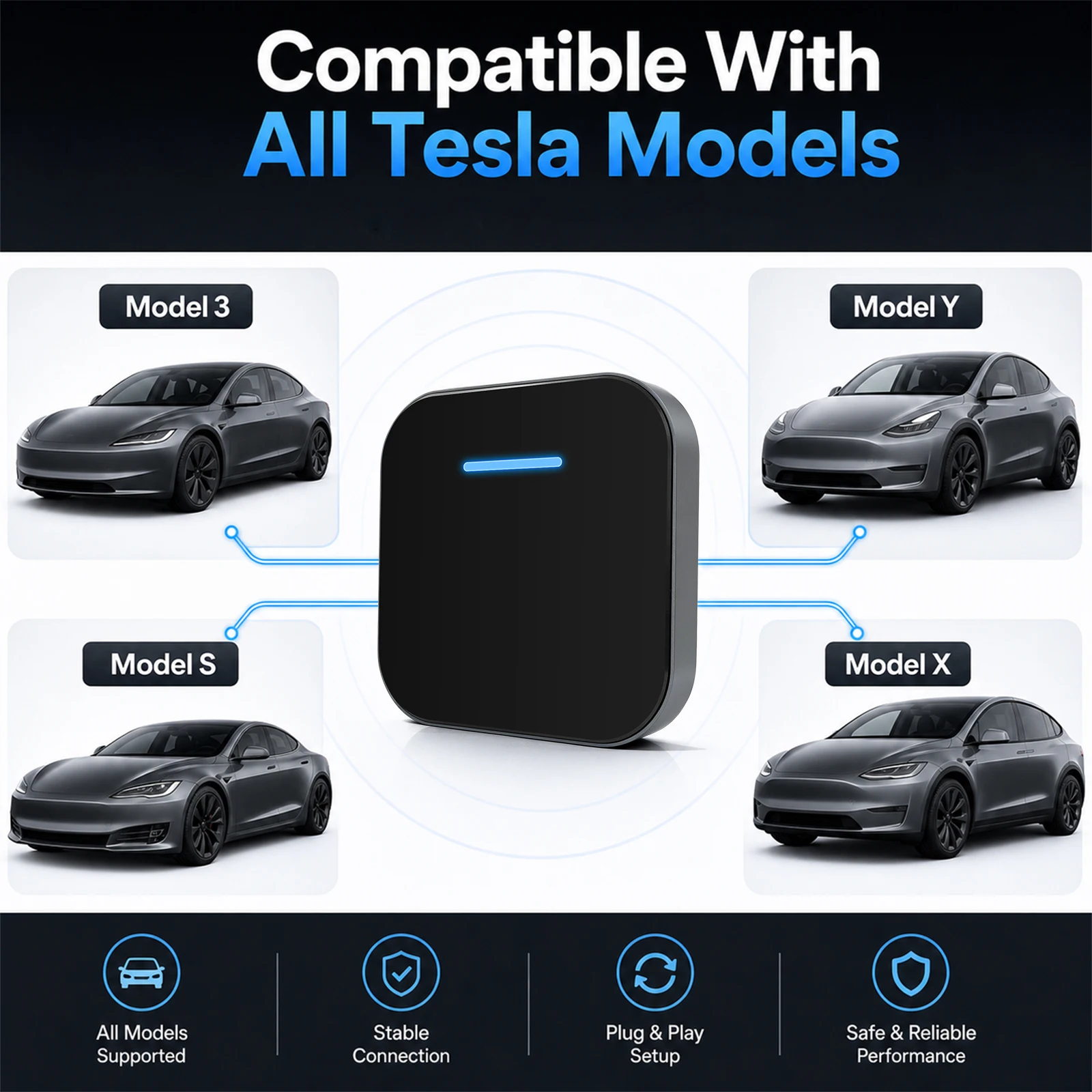 2026 3in1 Wireless Carplay Bluetooth Adapter Android Auto Usb Apple Ai Box Carplay Dongle For Tesla Model 3/Y/S/X view 6