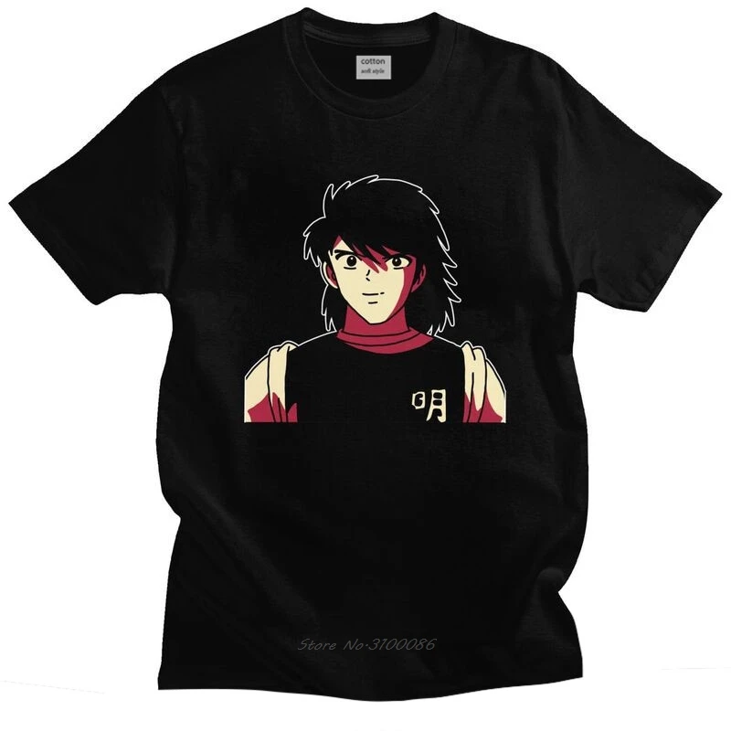 Captain Tsubasa T Shirts Men Short Sleeved Soccer Anime Hyuga Kojiro T-shirts Summer Tee Tops Pre-shrunk Cotton Tshirt Merch