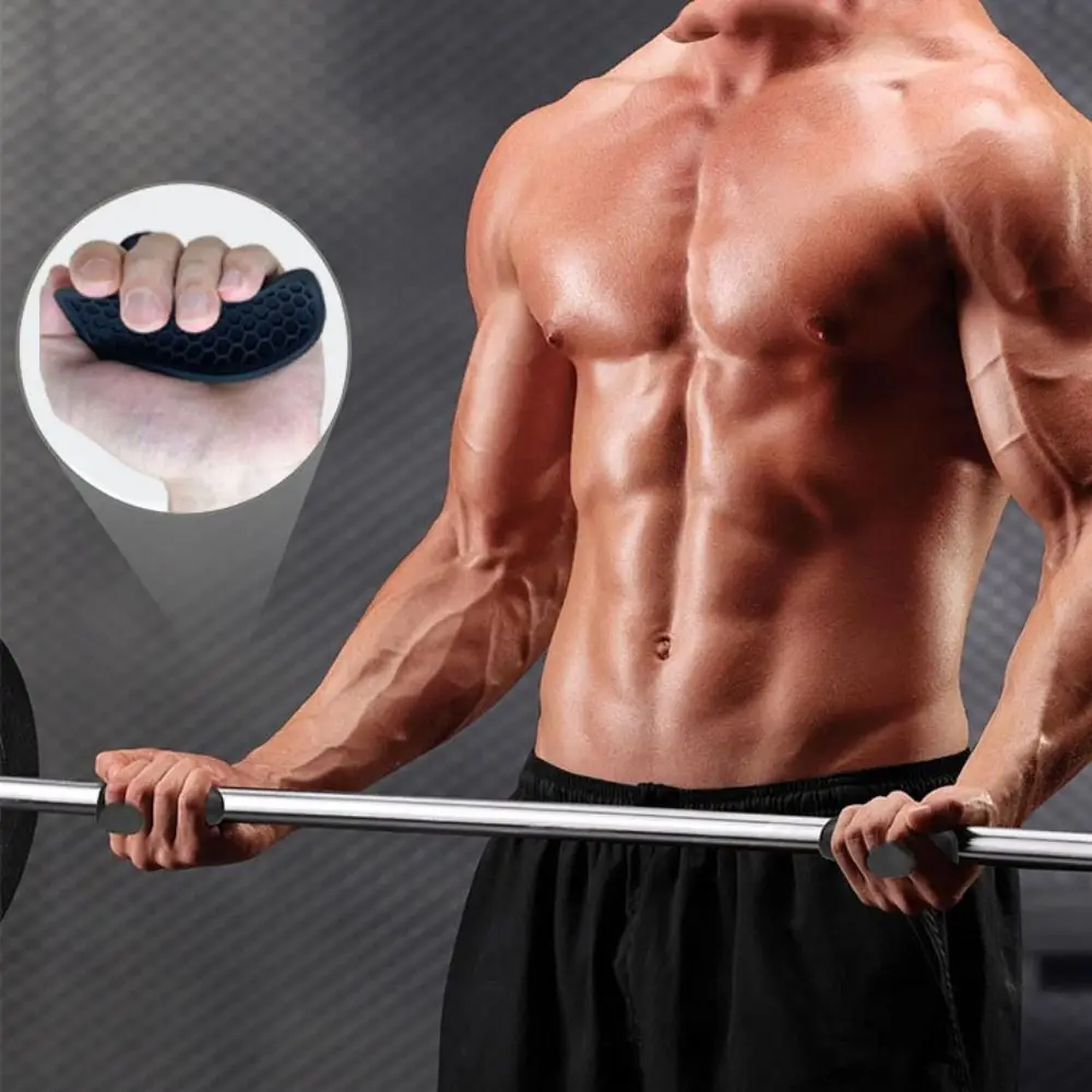

1 Pair Ergonomic Weight Lifting Grips Elastic Honeycomb-shaped Workout Gym Gloves Silicone Anti-slip Silicone Palm Grips