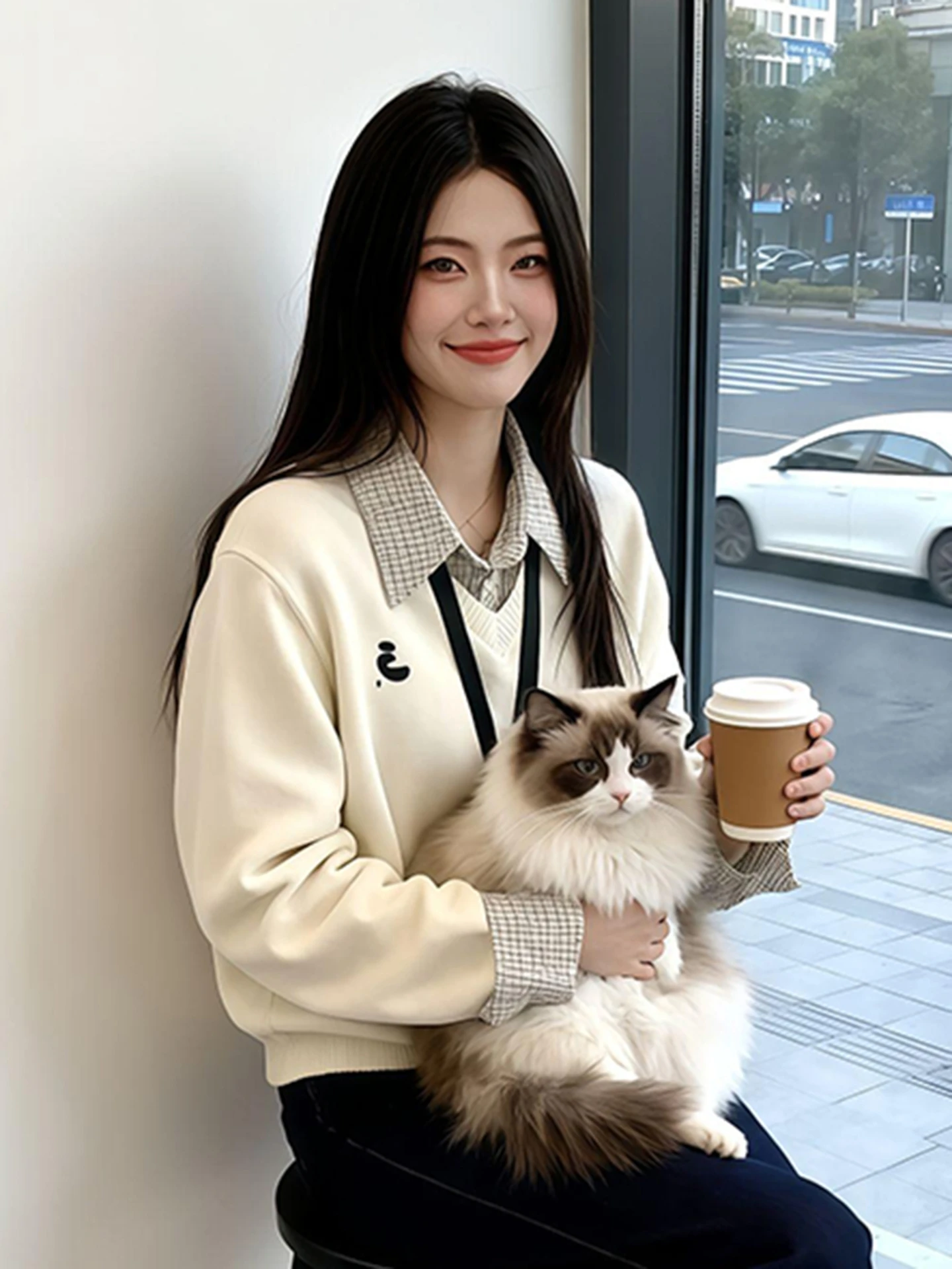 فضفاضة تناسب Ne متماسكة سترة المرأة الخريف الشتاء Faion تنوعا التخسيس كلية Sle أعلى الطبقات تصميم طويل Sve #3