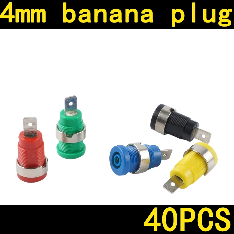 

40PCS 4MM Banana Plugs Female Jack Socket Plug Wire Connector 5 Colors Banana Head Female