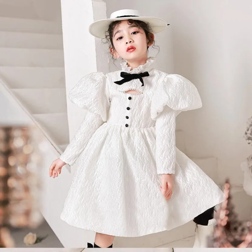 Baby Spanish Lolita Princess Ball Gown Kids Bridemaid Wedding Dresses For Children Puff Sleeves Girl Formal Elegant Frocks A1498